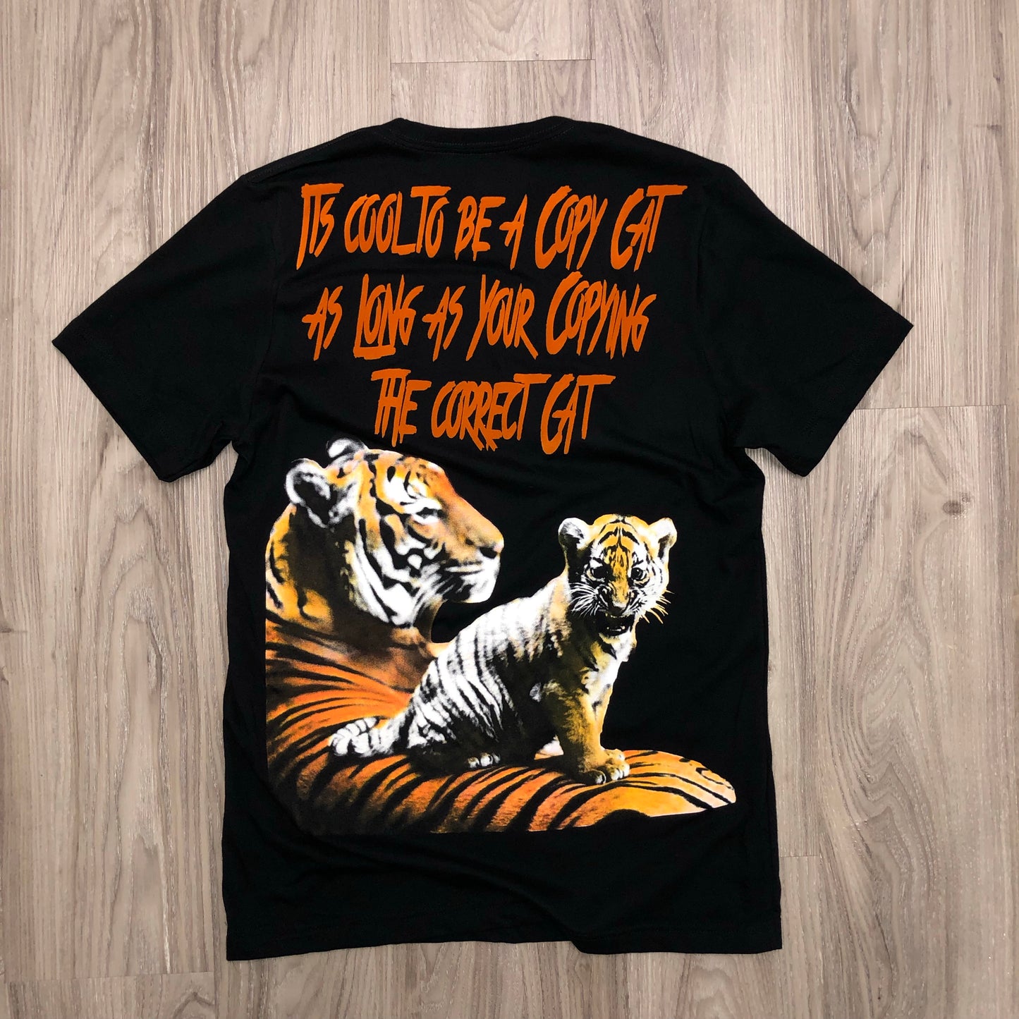 Black Copy Cat Tee W/ Velvet Lettering