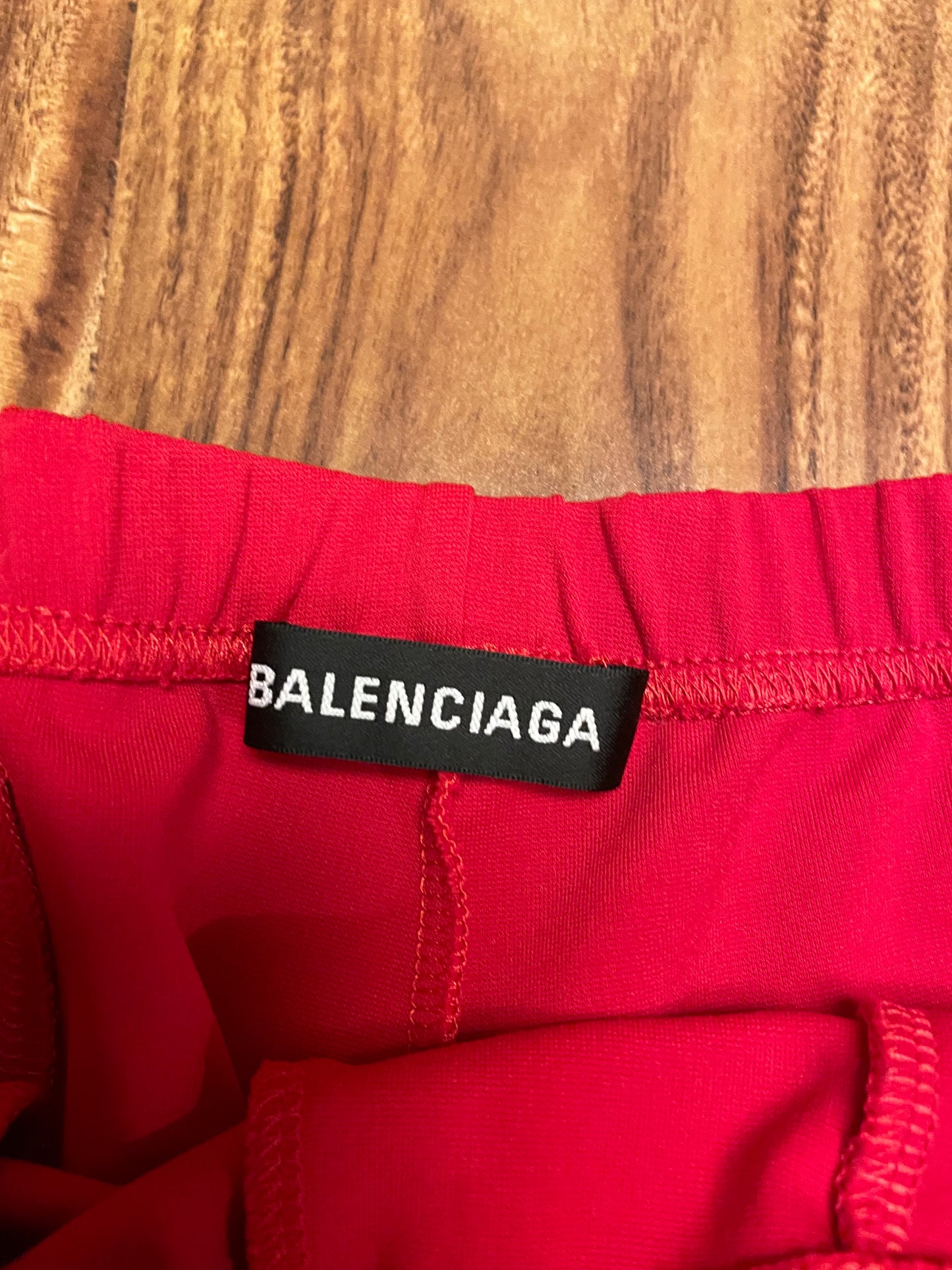 Red Balenciaga Pin Tuck Track Pants W/ Zippers