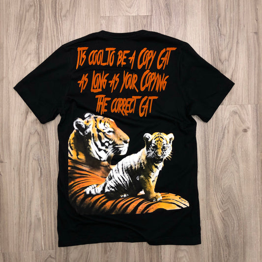Black Copy Cat Tee W/ Velvet Lettering
