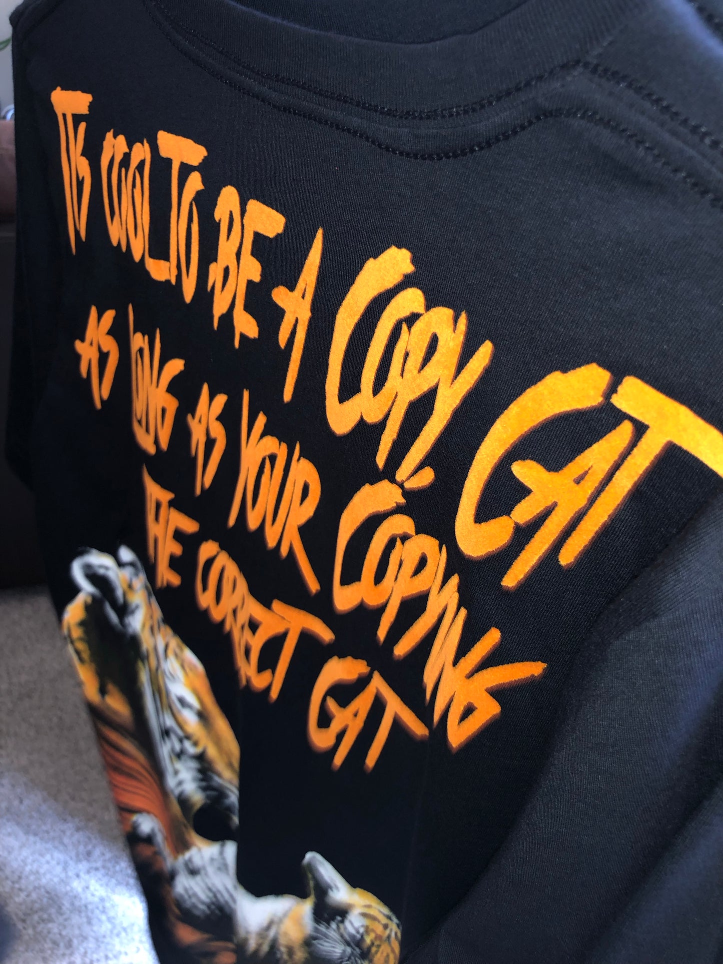 Black Copy Cat Tee W/ Velvet Lettering
